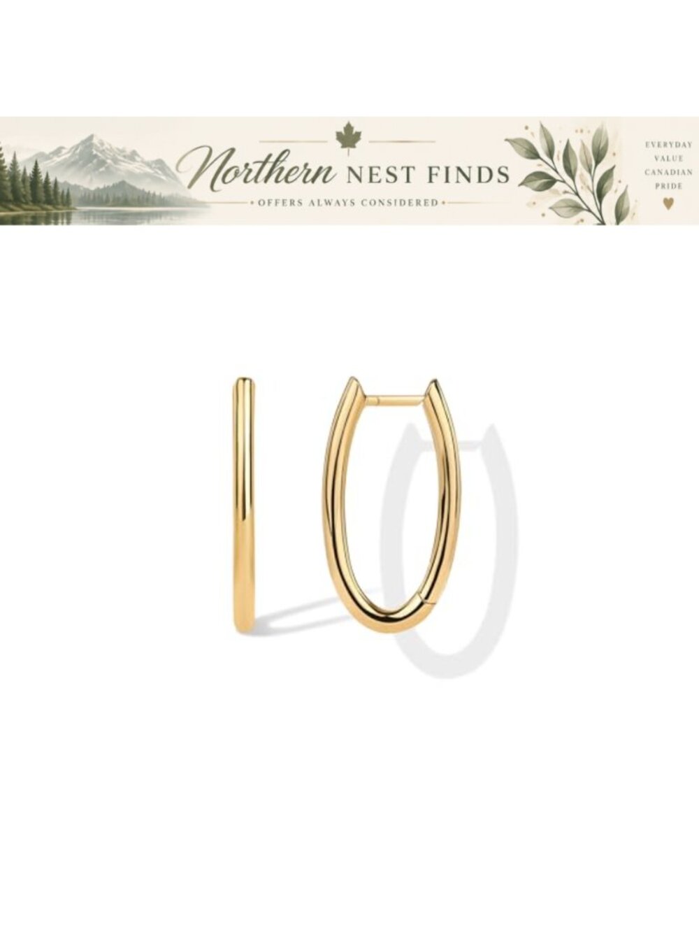 14K Gold Plated Oval Hoop Earrings for Women Hypoallergenic Minimalist